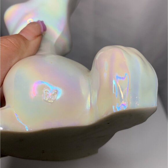 Mosser Glass Thumper Bunny Rabbit Figurine 6.5” White Iridescent Glass Collect - Picture 5 of 6